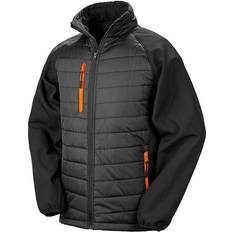 Result Black Compass Padded Softshell Jacket Unisex - Black/Orange