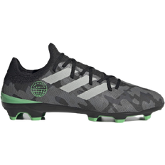 Grey - Women Football Shoes adidas Gamemode Knit Firm-Ground Boots - Core Black/Grey Two/Semi Screaming Green