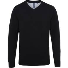 ASQUITH & FOX Cotton Blend V-Neck Sweater - Black