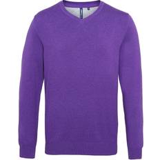 ASQUITH & FOX Cotton Blend V-Neck Sweater - Purple Heather