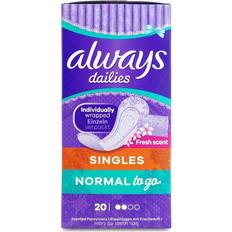 Best Menstrual Protection Always Dailies Singles Normal To Go Fresh Pantyliners 20-pack