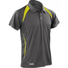 Men - Running Polo Shirts Spiro Team Spirit Polo Shirt Men - Grey/Lime