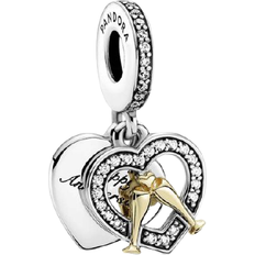 Gold Charms & Pendants Pandora Two-Tone Happy Anniversary Dangle Charm - Silver/Gold/Transparent