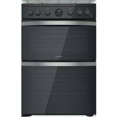 Gas cookers 60cm double oven with lid Indesit ID67G0MCB/UK Black
