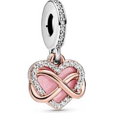 Pandora Sparkling Infinity Heart Dangle Charm - Silver/Rose Gold/Pink/Transparent