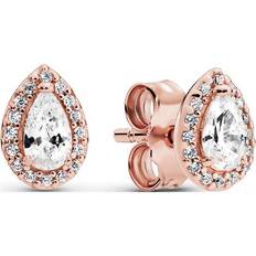 Pandora Teardrop Halo Stud Earrings - Rose Gold/Transparent