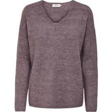 Only V-Neck Knitted Pullover - Red/Rose Brown