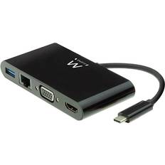 Ewent USB C-HDMI/VGA/RJ45/USB A M-F 0.2m