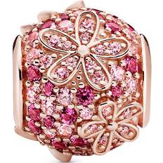 Pandora Pavé Daisy Flower Charm - Rose Gold/Pink