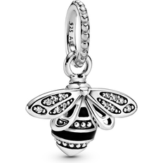 Pandora Sparkling Queen Bee Pendant - Silver/Black/Transparent