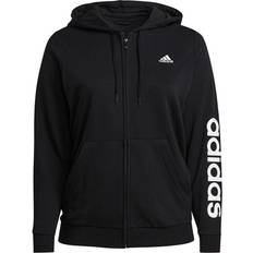 Adidas Women's Essentials Logo Full Zip Hoodie Plus Size - Black/White