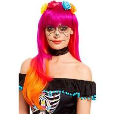 Smiffys Day of the Dead Wig Orange