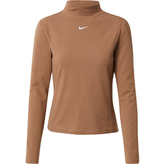 Nike Sportswear Essentials Long-Sleeve Mock Top - Archaeo Brown/ White