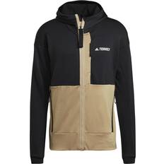 Adidas Terrex Tech Flooce Hooded Hiking Fleece Jacket - Black/Beige Tone