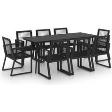 Black Patio Dining Sets Garden & Outdoor Furniture vidaXL 3060218 Patio Dining Set, 1 Table incl. 8 Chairs