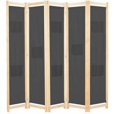 Cottons Room Dividers vidaXL 5-Panel Black Room Divider 199.9x169.9cm