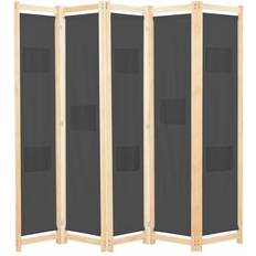 Cottons Room Dividers vidaXL 5-Panel Black Room Divider 199.9x169.9cm