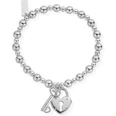 ChloBo Mini Small Ball Lock & Key Bracelet - Silver