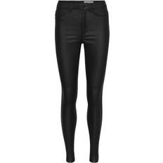 Noisy May Callie Coated High Waist Skinny Jeans - Black