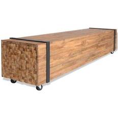 Casters TV Benches vidaXL Solid Teak Wood TV Bench 110x32.5cm