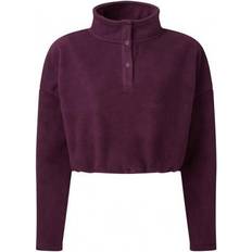 Tridri Women's Cropped Fleece Top - Mulberry Red