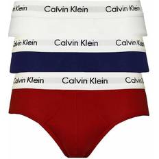 Calvin Klein Blue - Men Underwear Calvin Klein Cotton Stretch Hip Brief 3-pack - White/Red Ginger/Pyro Blue