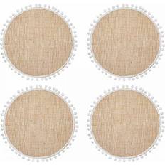 KitchenCraft Natural Elements Hessian Place Mat Beige, White