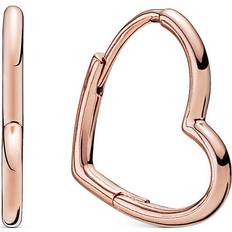 Pandora Asymmetrical Heart Hoops - Rose Gold