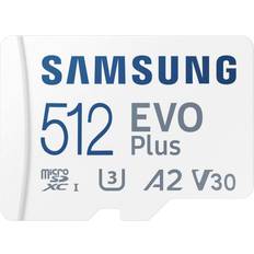 U3 - microSDXC Memory Cards Samsung Evo Plus microSDXC Class 10 UHS-I U3 V30 A2 130 MB/s 512GB +Adapter
