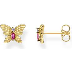 Thomas Sabo Butterfly Stud Earrings - Gold/Violet/Red