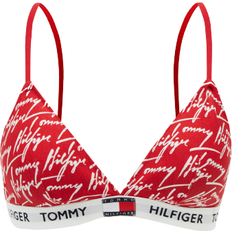 Tommy Hilfiger Printed Organic Cotton Padded Triangle Bra - Ag/Signature/Primaryred