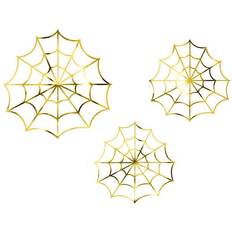 PartyDeco Decor Spiderwebs Gold 3-pack