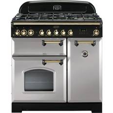 90cm - Silver Gas Cookers Rangemaster CDL90DFFRP/B Classic Deluxe 90cm Dual Fuel Silver