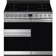 90cm - A Induction Cookers Smeg SY93I-1 Stainless Steel, Black