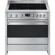 90cm - A+ Cookers Smeg A1PYID-9 Stainless Steel, Black