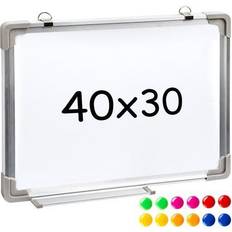 tectake Whiteboard Magnetic Board + 12 Colored Magnets 30x40cm