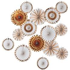 Ginger Ray Decor Fan White/Gold 15-pack