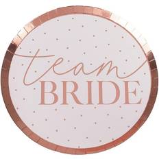 Polka Dots Disposable Plates Ginger Ray Plates Team Bride Hen Pink/Rose Gold 8-pack