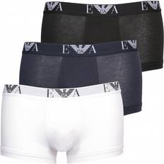 Emporio Armani White Men's Underwear Emporio Armani Eagle Logo Boxer Trunks 3-pack - Black/White/Navy