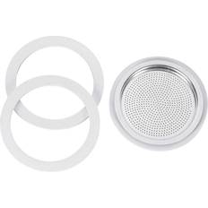 Silver Coffee Filters Bialetti 3 Gaskets + 1 Filter Plate for 9 Cups Stainless Steel Moka Pots