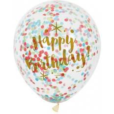 Unique Party 58225 Foil Glitzy Gold Happy Birthday Confetti Balloons, Pack of 6