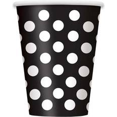 Unique Party 37456 12oz Black Polka Dot Paper Cups, Pack of 6