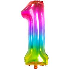 Birthdays Number Balloons Folat 63241 Foil Balloon Yummy Gummy Rainbow Number 1, Multi Colors, 86cm