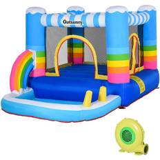 OutSunny Rainbow Bouncy Castle & Pool House Inflatable Trampoline