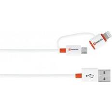 Skross iPod/iPhone/iPad Pro/iPad USB cable [1x USB 1x Micro USB plug, Apple Dock lightning plug] 1.00 m White