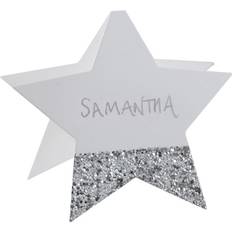 Ginger Ray Silver Glitter Star Christmas Name Place Cards 6 Pack, Metallic