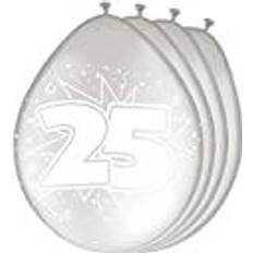 Folat 8pcs. Balloons 30cm anniversary 25 silver