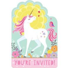 Unicorn Amscan 491929 Magical Birthday Party Postcard Invitations 8 Pack