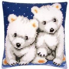 Vervaco Cross Stitch Cushion Polar Bears, Cotton Blend, Assorted, 32.6 x 5 x 32 cm