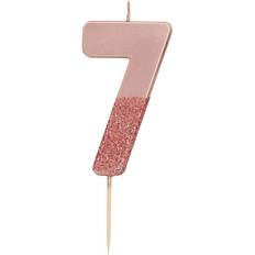 Talking Tables Rose Gold Glitter Number 7 Candle Cake Decoration